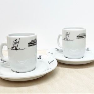 Porsgrund Norway Demitasse Cups & Saucers Porcelain RARE Set of Two